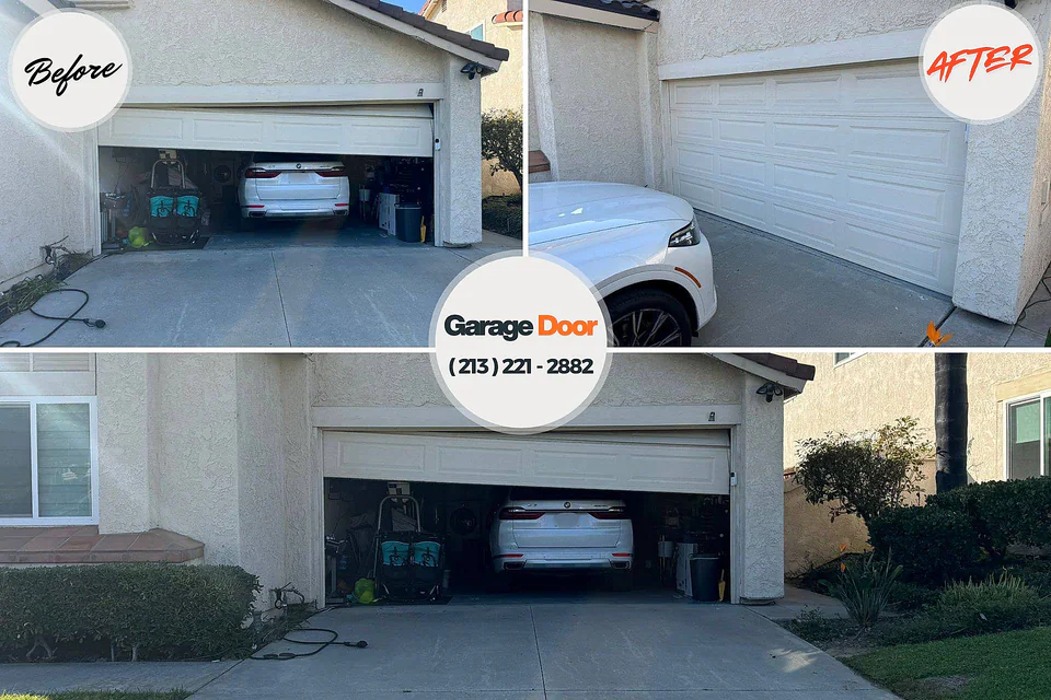 Before and after: garage door repair Timpson, TX